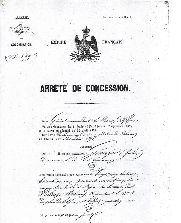 Arreté de concession Arreté de concession