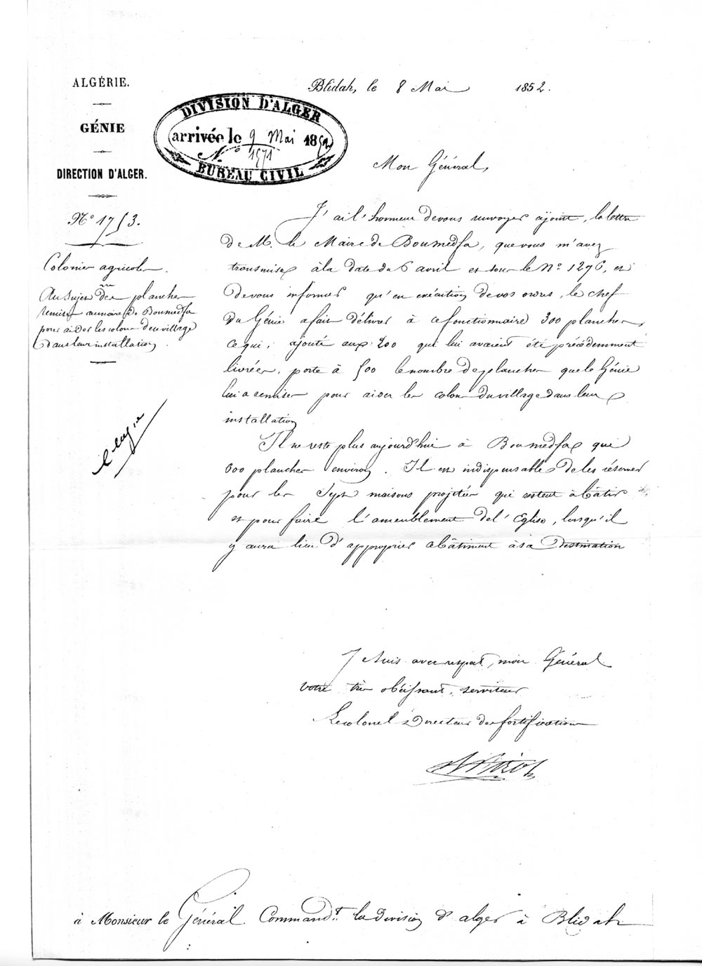 Rapport du colonel des fortifications