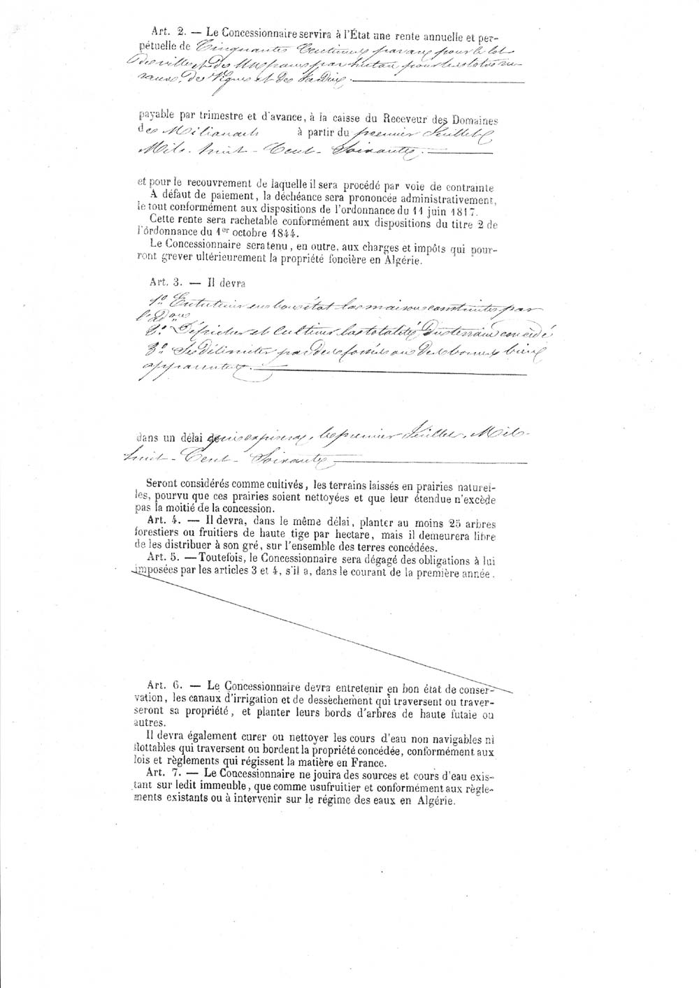 Deuxième page du titre de concession à destination de BLANG Philippe
